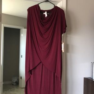 Draped front high low short sleeve top